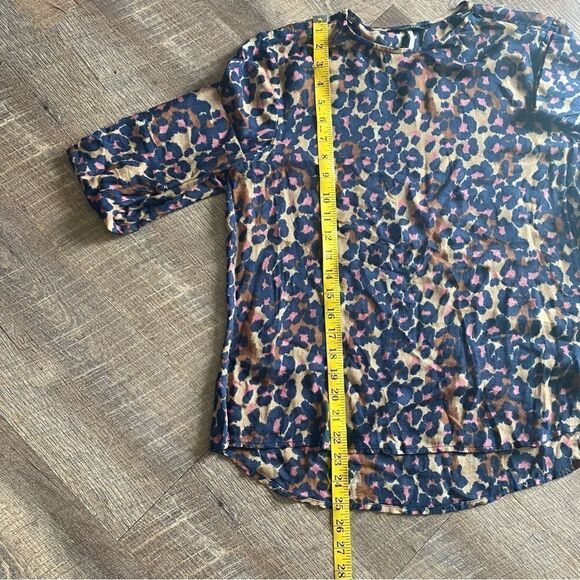 Scotch & Soda Leopard Blouse Navy Taupe Pink Small Chic - Picture 11 of 13